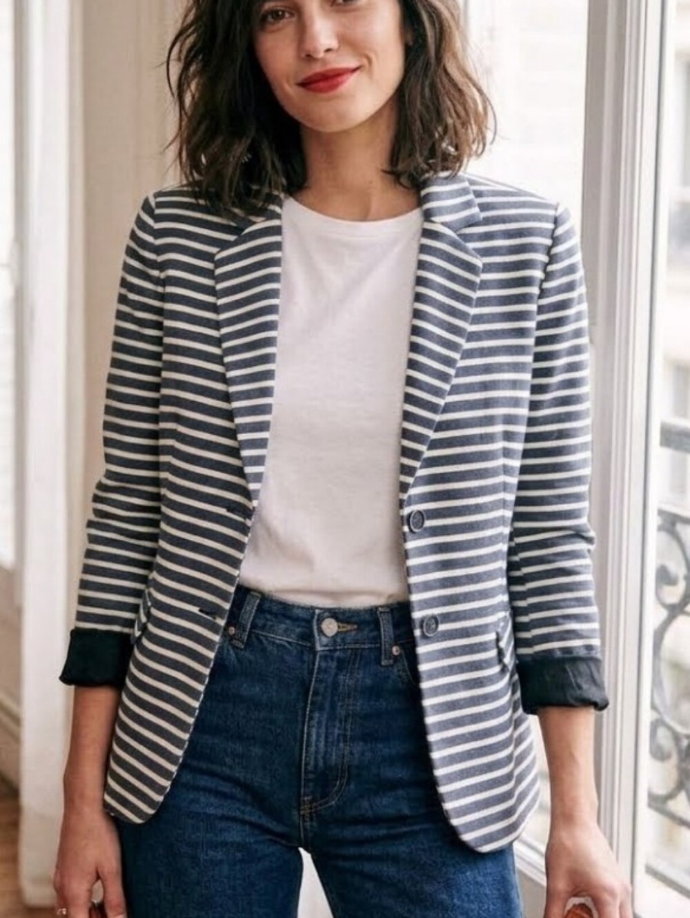 Navy & White Stripe Blazer